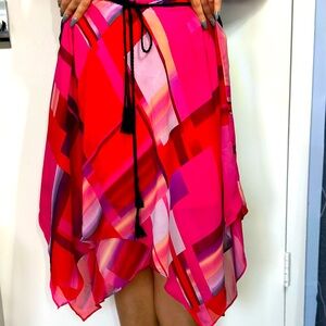 Red halter style dress hi low on sides